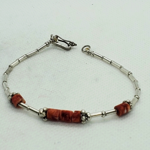 950 Sterling Silver Handmade Bracelet And "ChaquirasDeCoral"From De City Of Peru - Picture 3 of 6